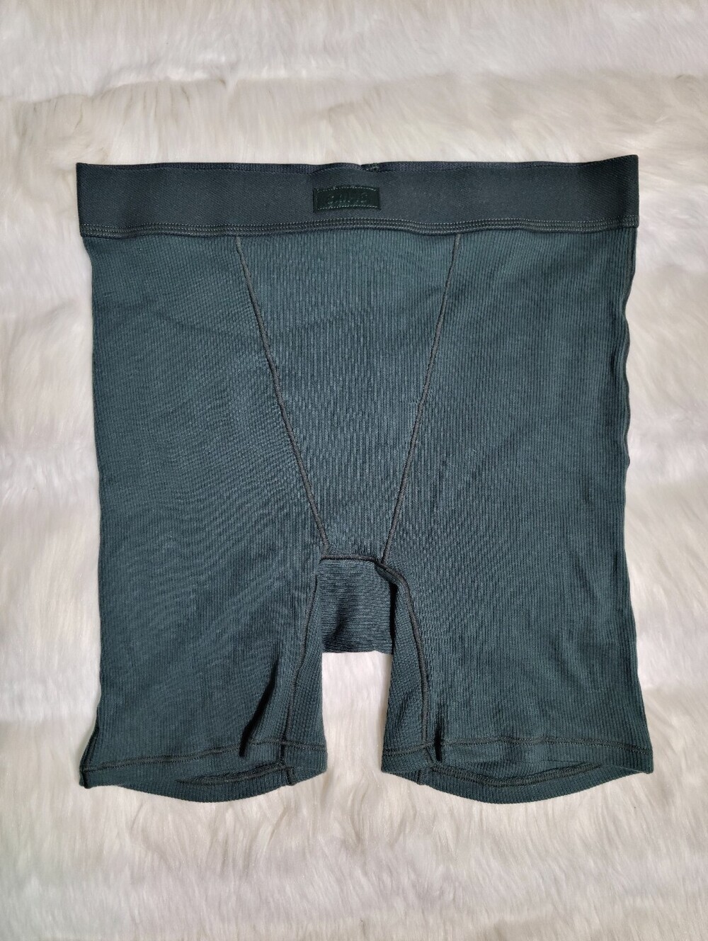 SKIMS Cotton Rib Boxer Short Green Women Small NEW